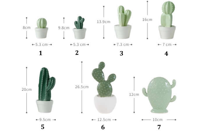  Ceramic Cactus Figurine on Pot