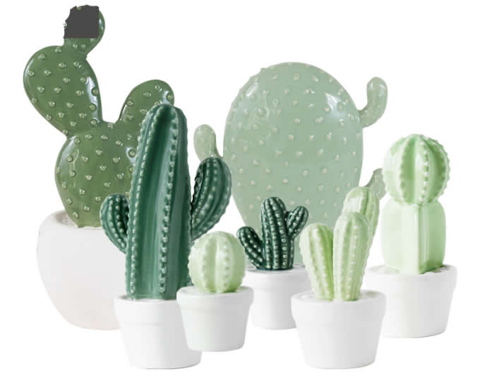  Ceramic Cactus Figurine on Pot