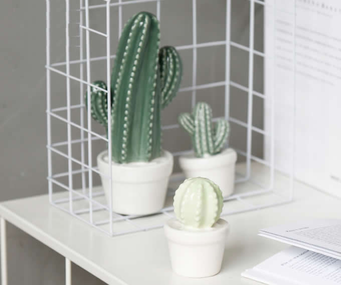  Ceramic Cactus Figurine on Pot