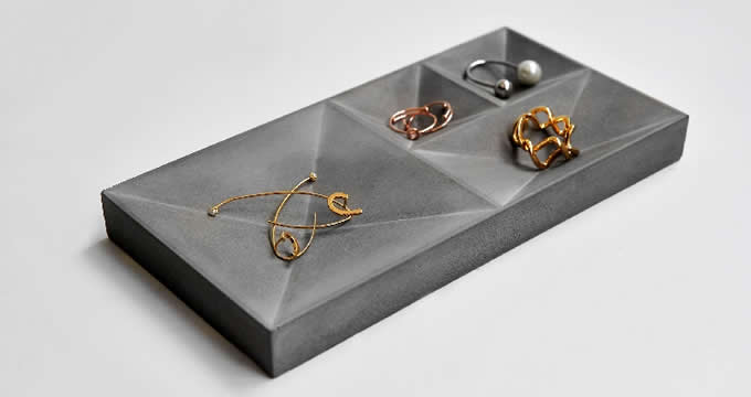 Concrete Jewelry Tray Showcase Display Organizer