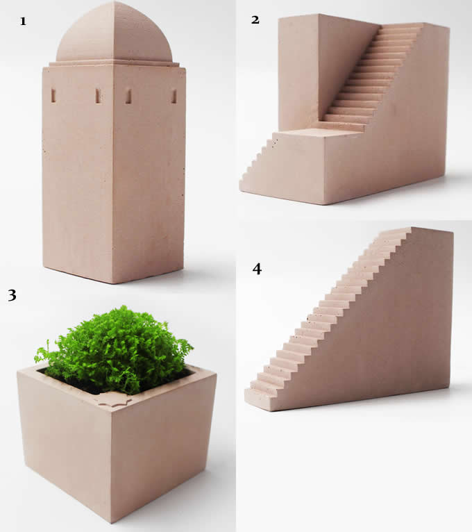 Concrete Wooden Castle Decorative Succulent Planter Flower Pot