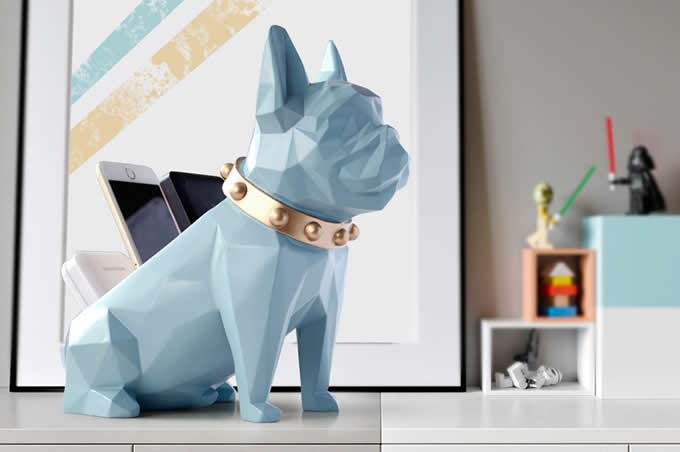  Creative Dog Resin Office Desktop Stationery Cell Phone Remote Control Storage Box Organizer 