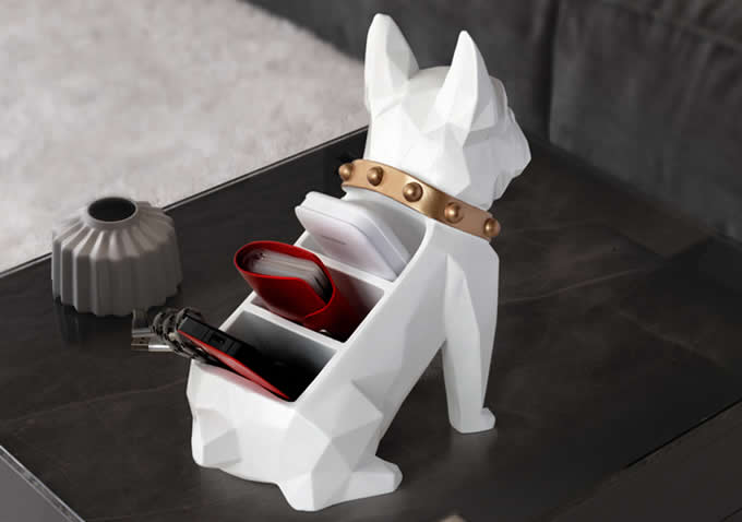  Creative Dog Resin Office Desktop Stationery Cell Phone Remote Control Storage Box Organizer 