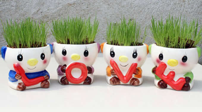 4 PCS Set Cute Cartoon Pig Ceramic Succulent Cactus Flower Potfor for Home Garden Office Desktop Decoration