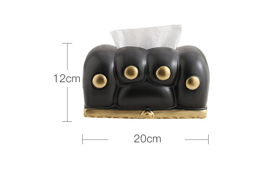 Cute cartoon cat paw modern art black ceramic tissue box