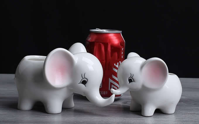 Elephant Ceramic Succulent Planter/Plant Pot/Flower Pot,Set of 2 