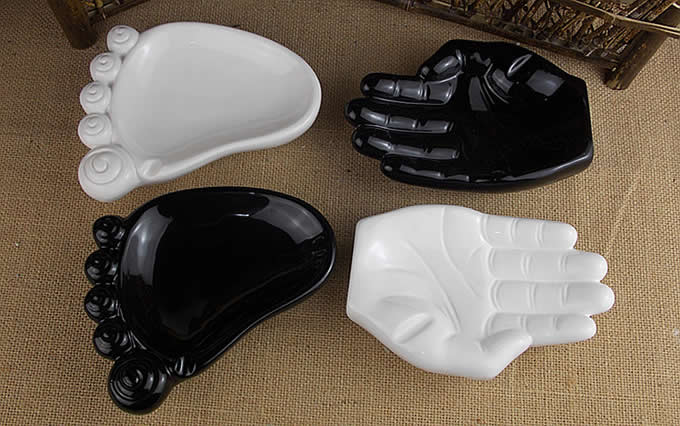 Hand & Foot Shaped Ceramic Ashtray  