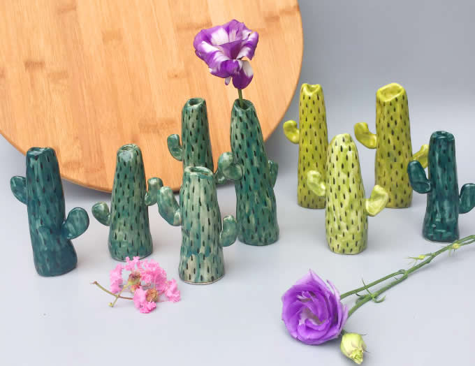 Handmade Cactus Model Ceramic Decorator Vase