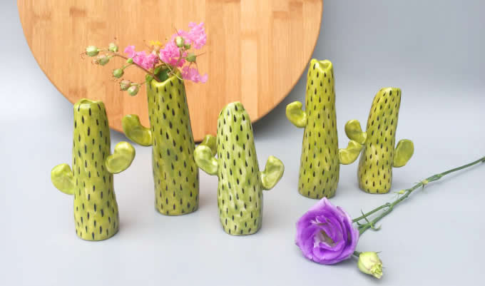 Handmade Cactus Model Ceramic Decorator Vase