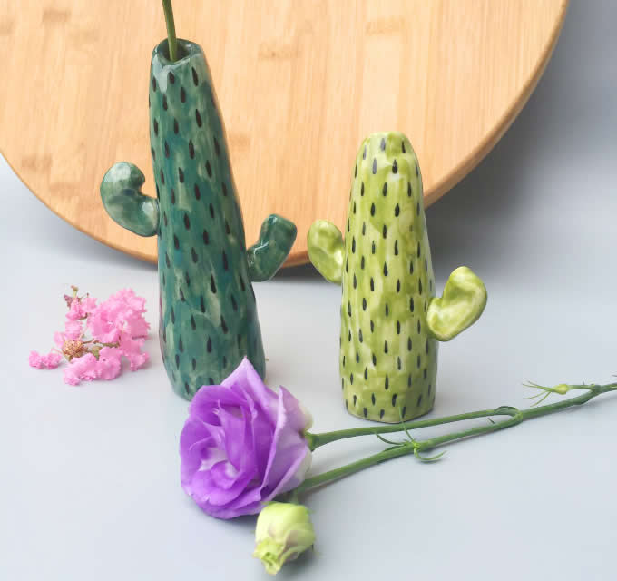 Handmade Cactus Model Ceramic Decorator Vase