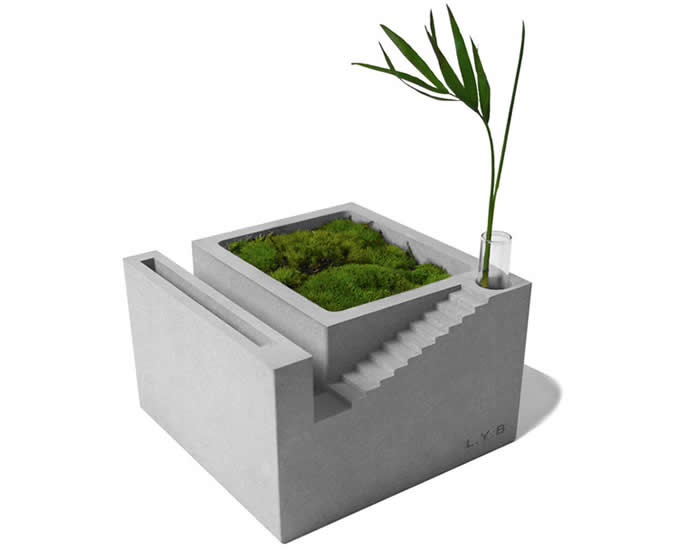   Handmade Concrete Architecture Stairs Decorative Succulent Planter Flower Pot 