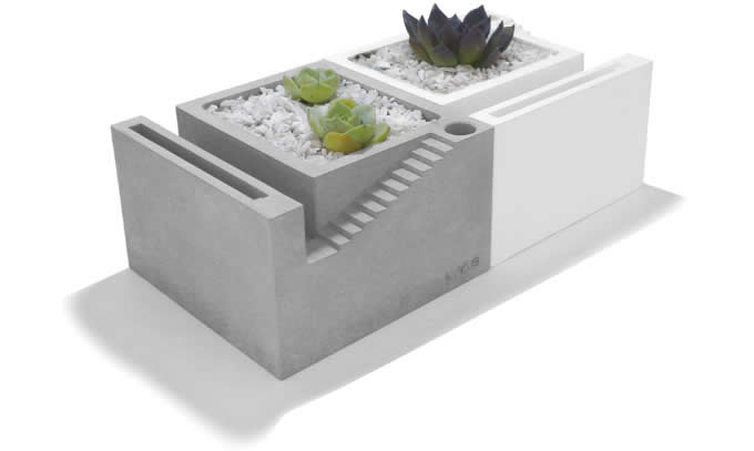 Handmade Concrete Architectural Style Succulent Planter / Plant Pot / Flower Pot / Bonsai Pot With Pen Stand