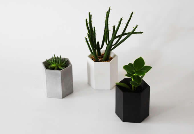 Handmade Hexagon Concrete Succulent Planter Flower Pot