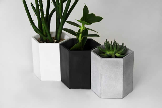 Handmade Hexagon Concrete Succulent Planter Flower Pot