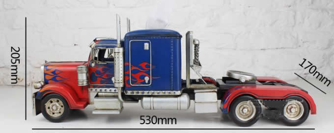 Handmade Trailer Carrier Truck Model Desk Tissue Box