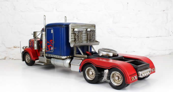 Handmade Trailer Carrier Truck Model Desk Tissue Box