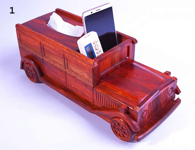 Wooden Classic Car Tissue Box 