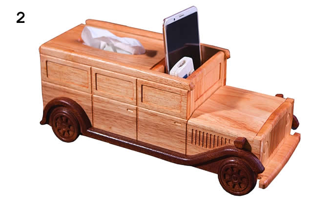 Wooden Classic Car Tissue Box 