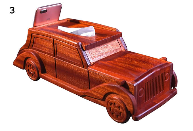 Wooden Classic Car Tissue Box 