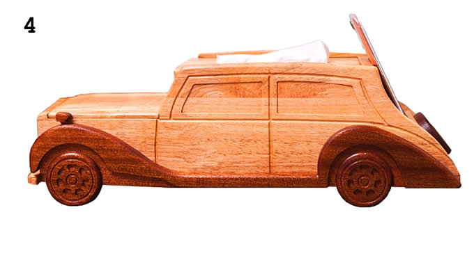 Wooden Classic Car Tissue Box 