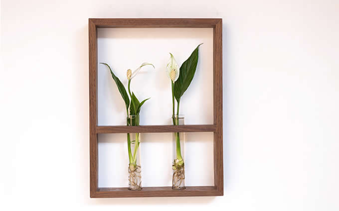 Hanging Flower Vase Bottles in Wood Stand