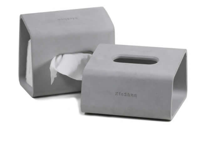 Modern Geometry Concrete Desk Tissue Box