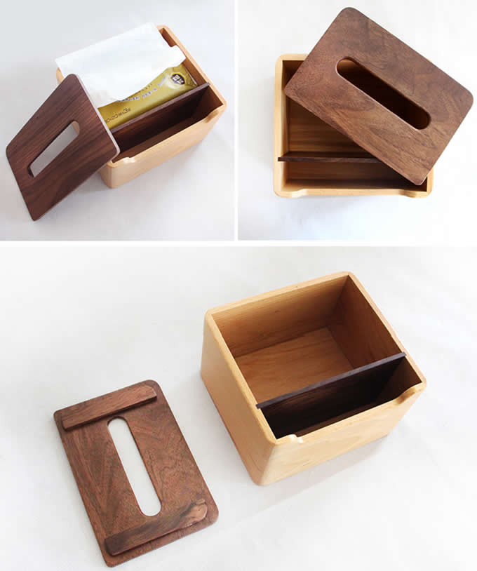 Multi-Function Wooden Tissue Cover Desk Organizer for Pen Pencil Remote Control Phone iPad 