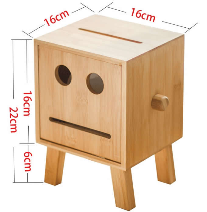 Natural Bamboo Wooden Smiley Face Tissue Box 