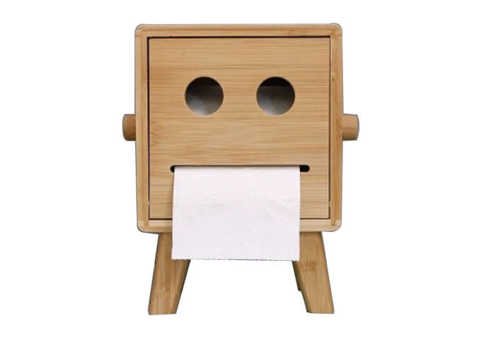 Natural Bamboo Wooden Smiley Face Tissue Box 