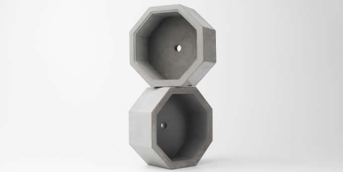 Octagon Geometric Design Succulent Planter Pot, Gray