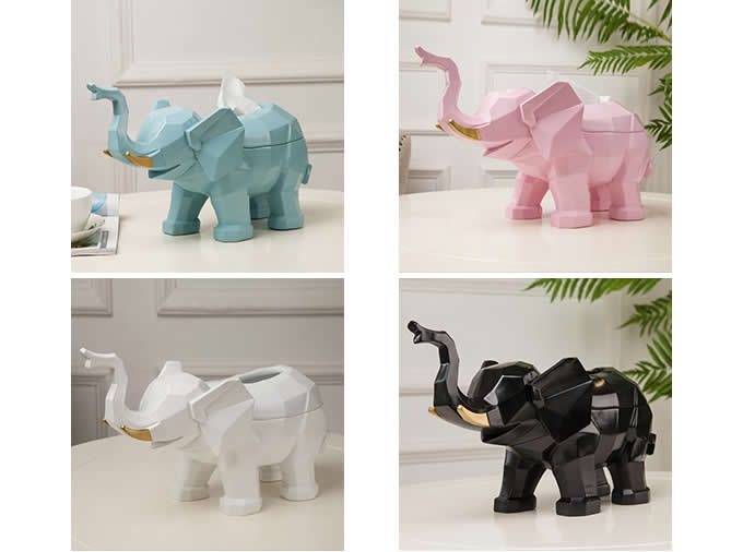  Resin Cute Elephant Tissue Box Holder Cover Figurine Statue Home Decor