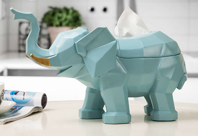  Resin Cute Elephant Tissue Box Holder Cover Figurine Statue Home Decor