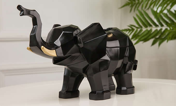  Resin Cute Elephant Tissue Box Holder Cover Figurine Statue Home Decor