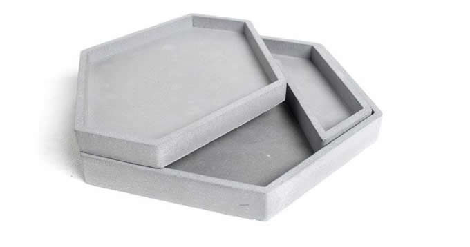 Set of 3 Concrete Jewelry Display Storage Trays 