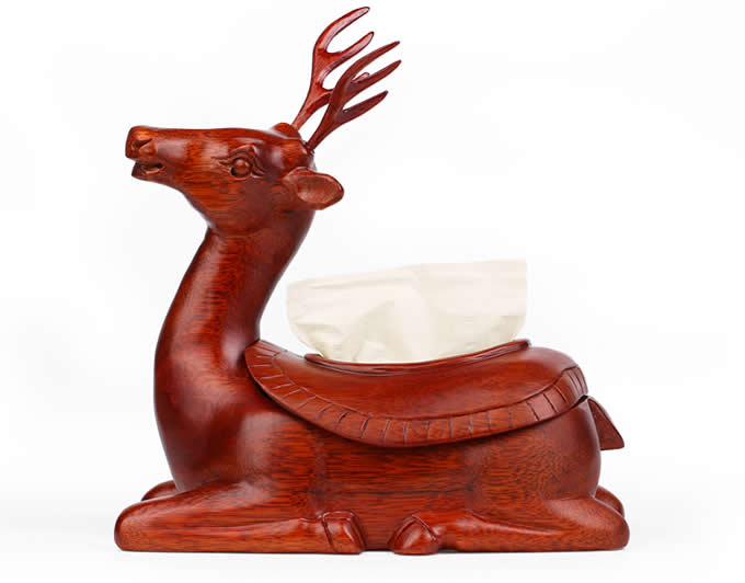  Simple Fashion Red Wooden Pig/Elephant/Deer Desktop Household Tissue Box 