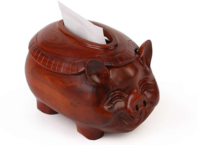  Simple Fashion Red Wooden Pig/Elephant/Deer Desktop Household Tissue Box 