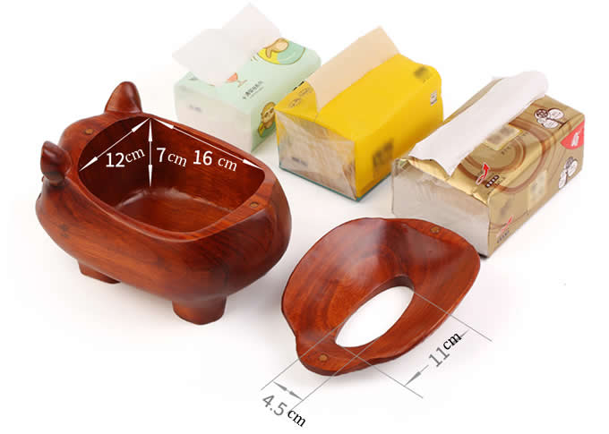  Simple Fashion Red Wooden Pig/Elephant/Deer Desktop Household Tissue Box 