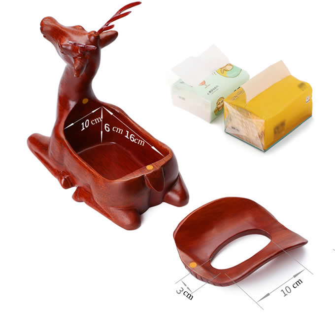  Simple Fashion Red Wooden Pig/Elephant/Deer Desktop Household Tissue Box 