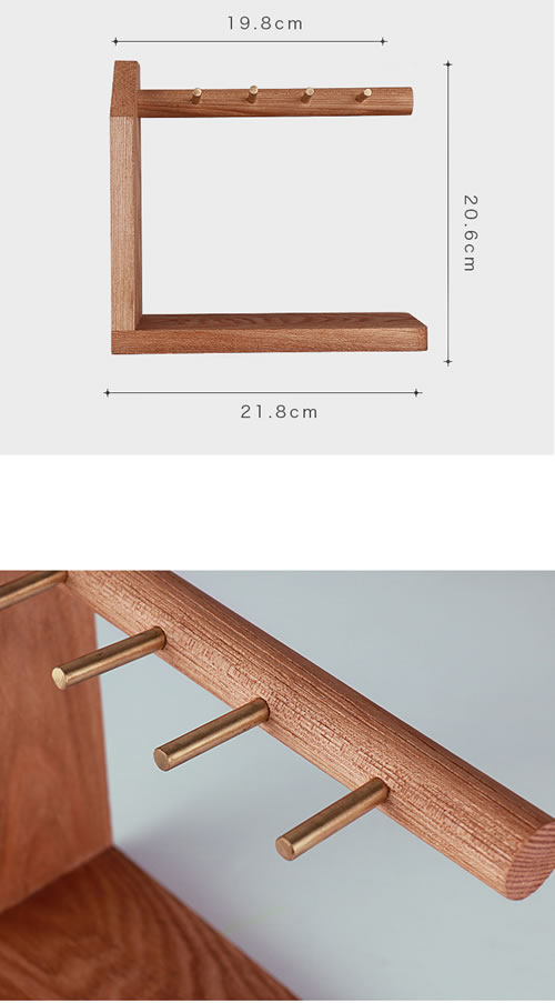  Simple desktop wooden storage box copper key hook