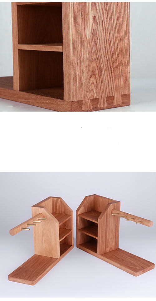  Simple desktop wooden storage box copper key hook