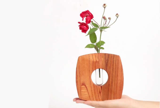    Test Tube Planter Flower Vase with Wood Base Stand