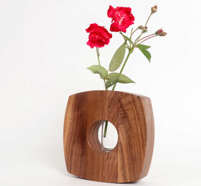    Test Tube Planter Flower Vase with Wood Base Stand