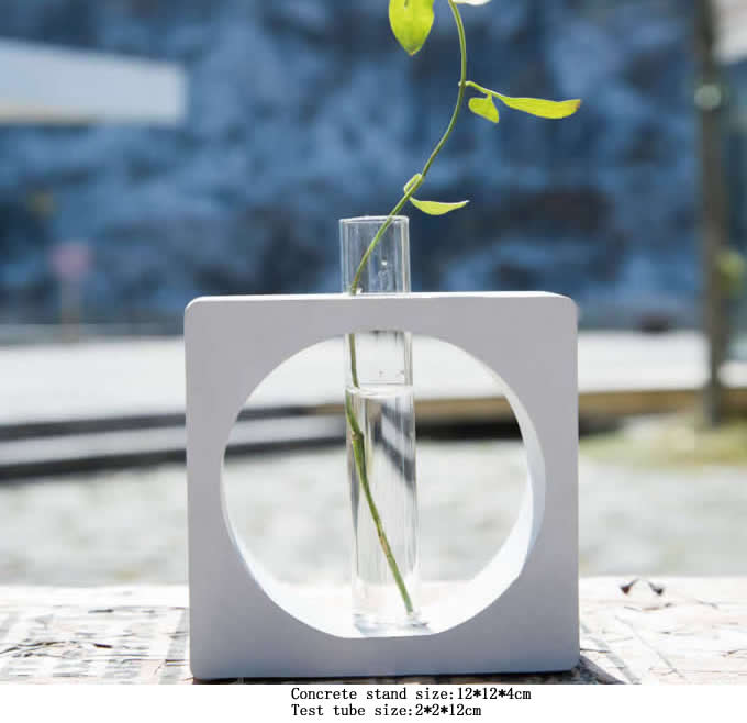  Test Tube Planter Flower  Vase  with Concrete Stand  Set 