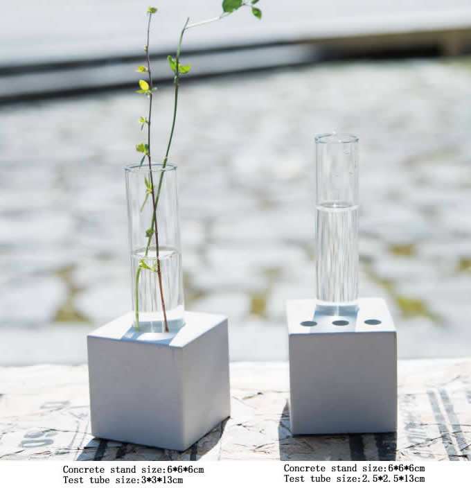  Test Tube Planter Flower  Vase  with Concrete Stand  Set 