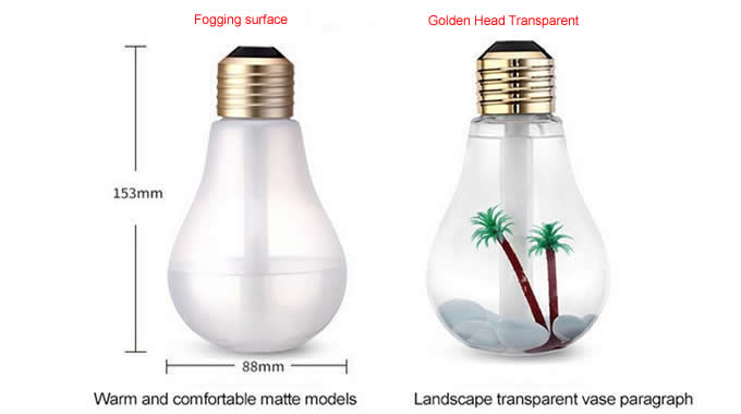 USB Bulb Shaped Mist Humidifier with Colorful LED Night Light