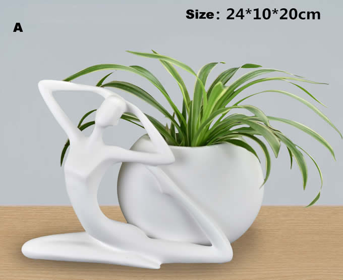 White Ceramic Art  Flower Pot 