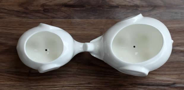Set of 2 - White Elephant Ceramic Flower Pot  