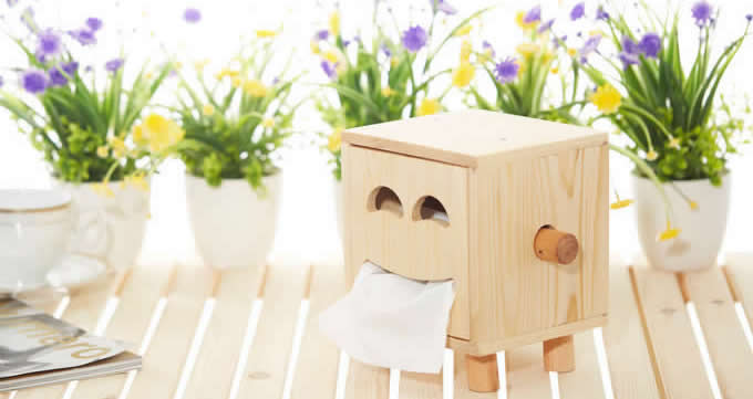  Wooden Face Tissue Box