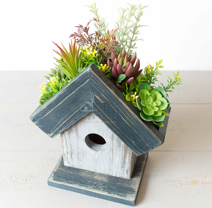   Wooden House shaped Flower Pot