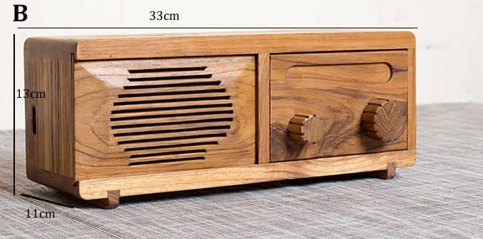 Wooden Retro Radio Tissue Box 